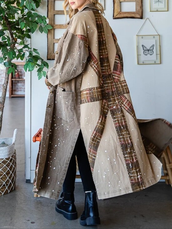 Oli & Hali Jackets & Blazers - #1800 Oli & Hali Mocha Patchwork Duster Jacket